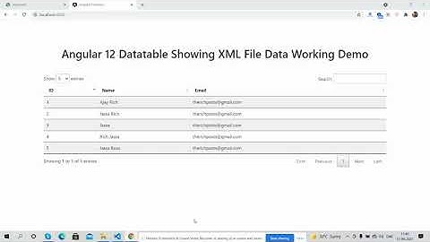 Angular 12 DataTable Showing XML File Data Working Demo
