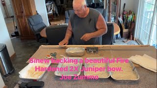 Sinew backing a beautiful Fire Hardened 2X Juniper bow. Joe Zummo