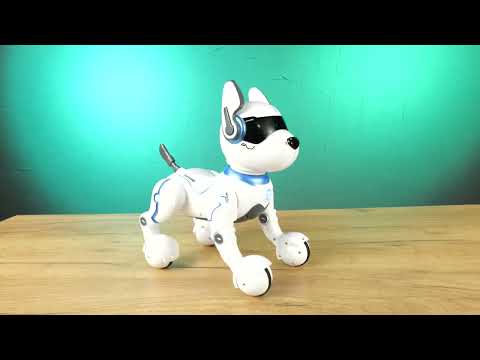 Собачка на радіокеруванні з акумулятором звук LED підсвічування виконує команди іграшка для дітей інтерактивний песик, видео 1