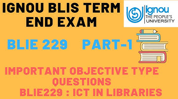 Objective Type Questions of BLIE-229/ Part 1/ Important Multiple Choice Questions BLIS/ MCQ BLIE 229