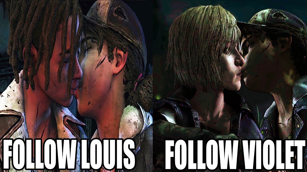 Follow Louis vs Follow Violet ( Clementine Kiss Scene) Walking Dead Season 4 Rommance YouTube
