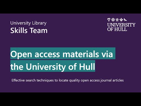 Accessing Open Access materials via the University of Hull