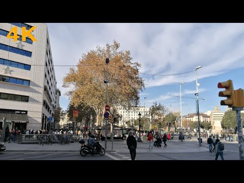 4K Walking Tour - Portal del Angel to Cathedral December 2020 Barcelona, Spain