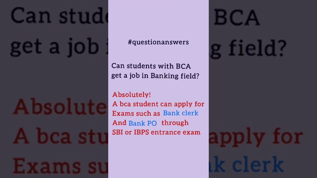 Can students with BCA get a job in banking field? 