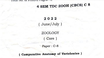 BSc 4th sem zoology major question paper C8 2022 Dibrugarh University @proysir