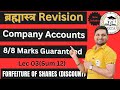 Lec 03| Forfeiture of share| Issued at Discount |Sum 12|Company Accounts| #boardexam #account