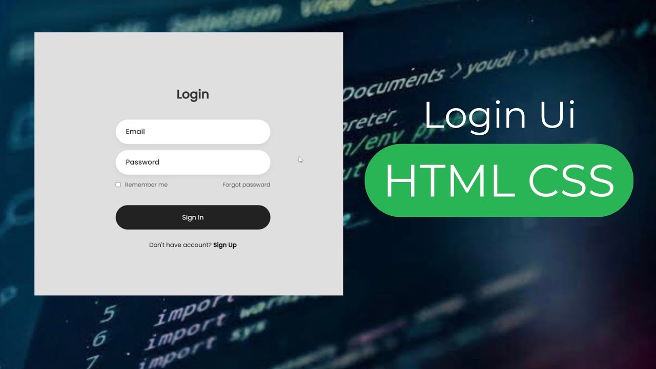 Login UI - HTML CSS In 3 Minutes - YouTube