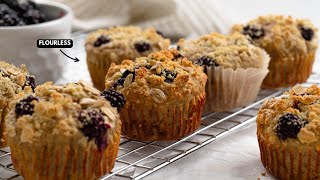 Healthy Banana Blackberry Oatmeal Muffins | No butter, No Refined Sugar