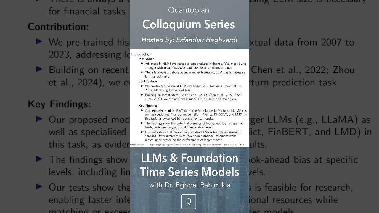 LLMs and Foundation Time Series Models with Dr. Eghbal Rahimikia #finance #trading #quantfinance