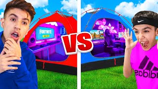 Who Can Build The Best Outside Fortnite Gaming Setup Tent Challenge With Brothers!