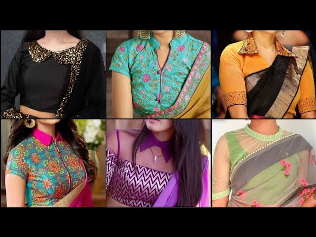 20 Latest Collar Saree Blouse Designs For 2022 | vlr.eng.br