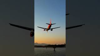 easyJet A320 landing at Corfu Airport #shorts #aviation #holiday #sunset #short #easyjet #airbus