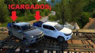 TOYOTA HILUX CARGADA CON CANECAS?TROCHAS Y TRAFICO PESADO American Truck Simulator 1.47