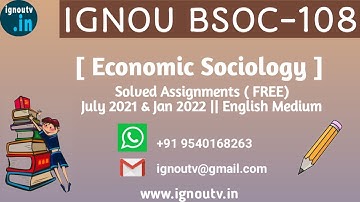 IGNOU BSOC-108 Solved Assignment July 2021 & Jan 2022 [FREE] | BASOH | BSOC-108 | IGNOU TV | IGNOU |