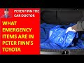 What emergency items are in the trunk of peter finns toyota car