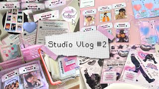 studio vlog 02 ♡ my first kpop cupsleeve, working on new products, packaging supplies, freebies