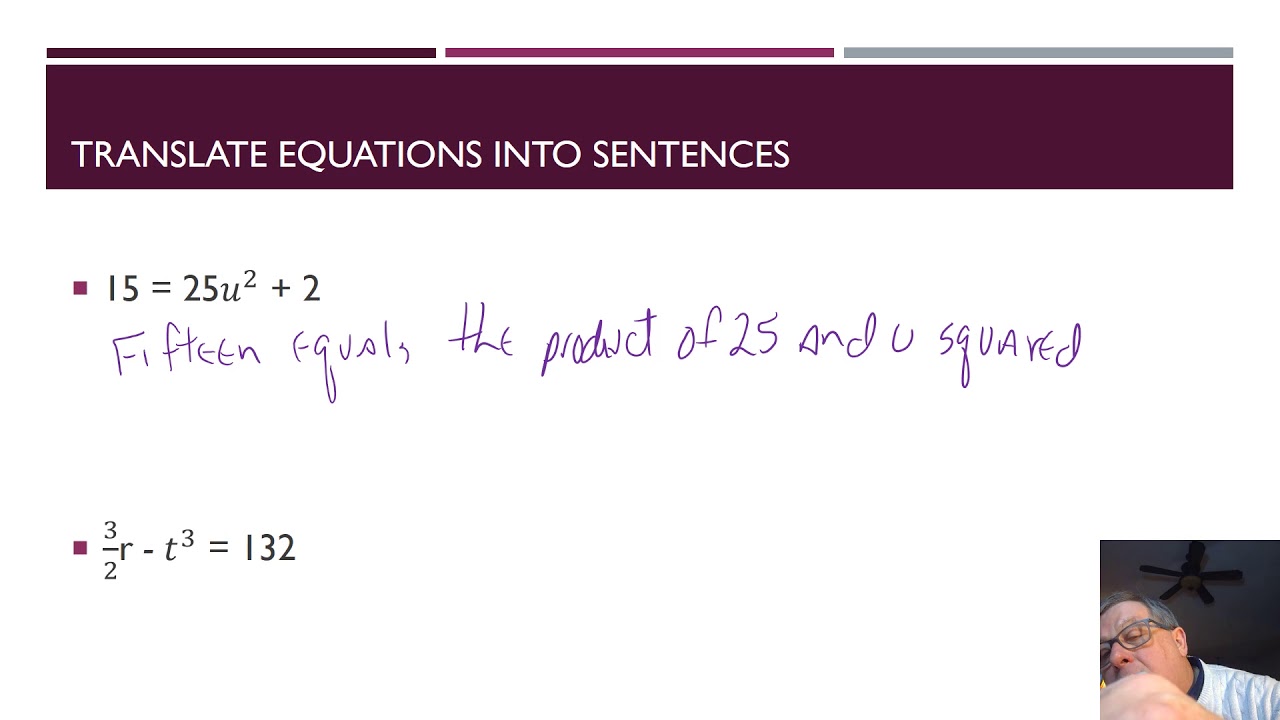 Translate Sentence Into An Equations Worksheets