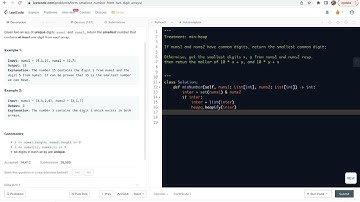 leetcode 2605. Form Smallest Number From Two Digit Arrays -  heap for practice