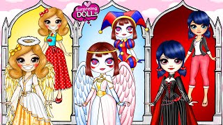 How to Become a Vampire or an Angel? Marinette vs Pomni | SurprisingDolls Paper DIY