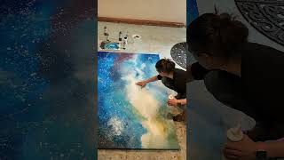 Starting huge painting! #workinprogress  #artprocessvideo #acrylicpainting #milkyway #nightsky