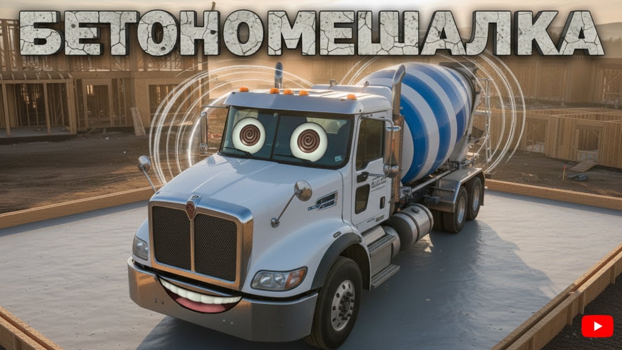 Бетономешалка мешает бетон - Веселая песенка мультик