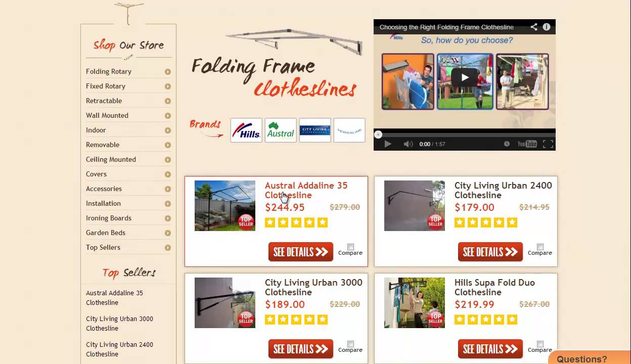 Free Standing Clothesline - Ground Mounted Clothes Lines