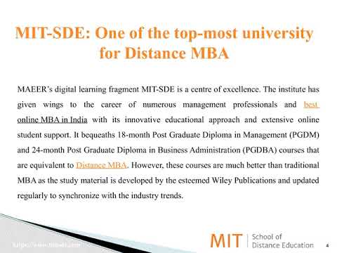 MIT School Of Distance Education - Which University Is Best For MBA Distance Education Mode?