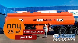 Полуприцеп-цистерна марки УЗСТ ППЦ-25 (02-3102) для ГСМ (3-осный, переменное сечение круглой формы)