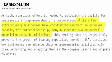 Sustainable Corporate Entrepreneurship: Evolving and Connecting Case Study Help - Caseism.com
