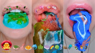 Satisfying ASMR Eating EMOJI FOOD CHALLENGE HONEY FONDANT KOHAKUTOU Mukbang 먹방