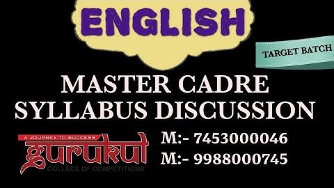 Master Cadre || English || Syllabus Discussion