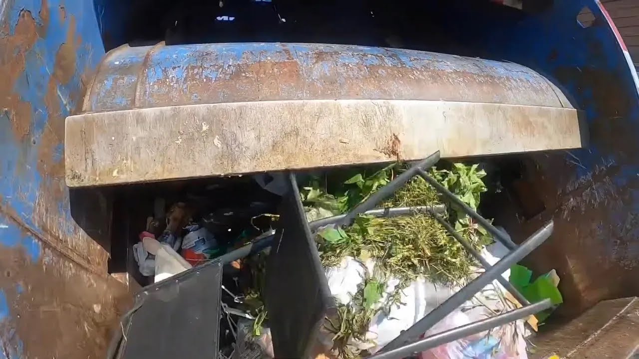 Gopro garbage man POV commercial solid waste Peel region Mcneilus rear load