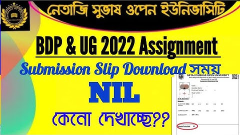 NSOU UG & BDP 2022 Assignment Submission Slip Nil Related New Information