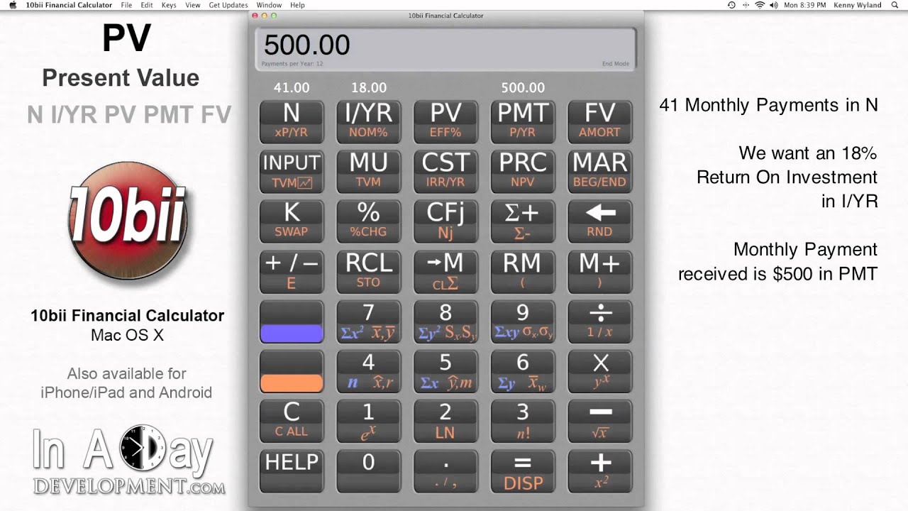 hp 10bii financial calculator present value