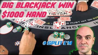 Big Blackjack Win - Split E'm and Double Down