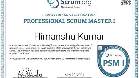 Professional Scrum Master 1 (Certified PSM-1) Scrum.org