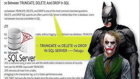 14.Delete vs Drop vs Truncate Sql Server in Telugu