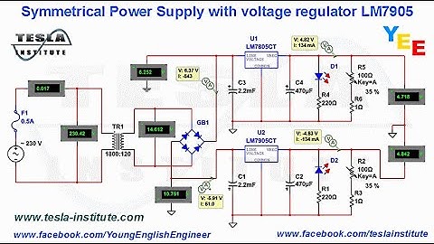 Symmetrical Power Supply with voltage regulator LM7905