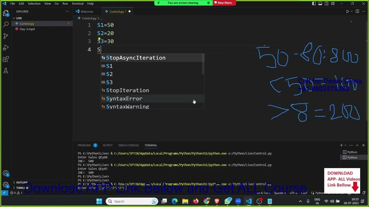 IF with EL IF in Python - Sujeet sir Python Classes in Hindi - YouTube