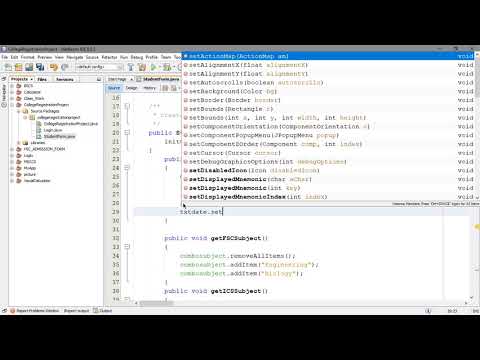 Lecture# 7 Student Registration Form Display Current Date  Part-3 | Java Netbeans Project Tutorials