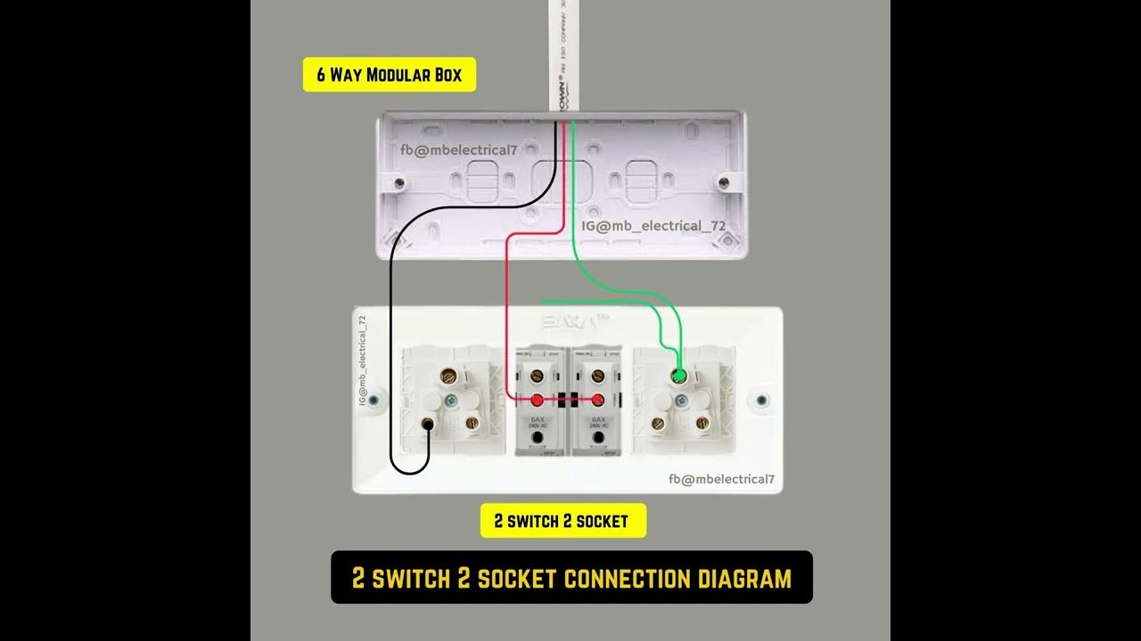 2 switch 2 socket connection diagram - YouTube