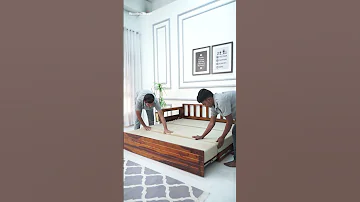 Sereta Sofa Cum Bed (King Size, Honey Finish) | WoodenStreet