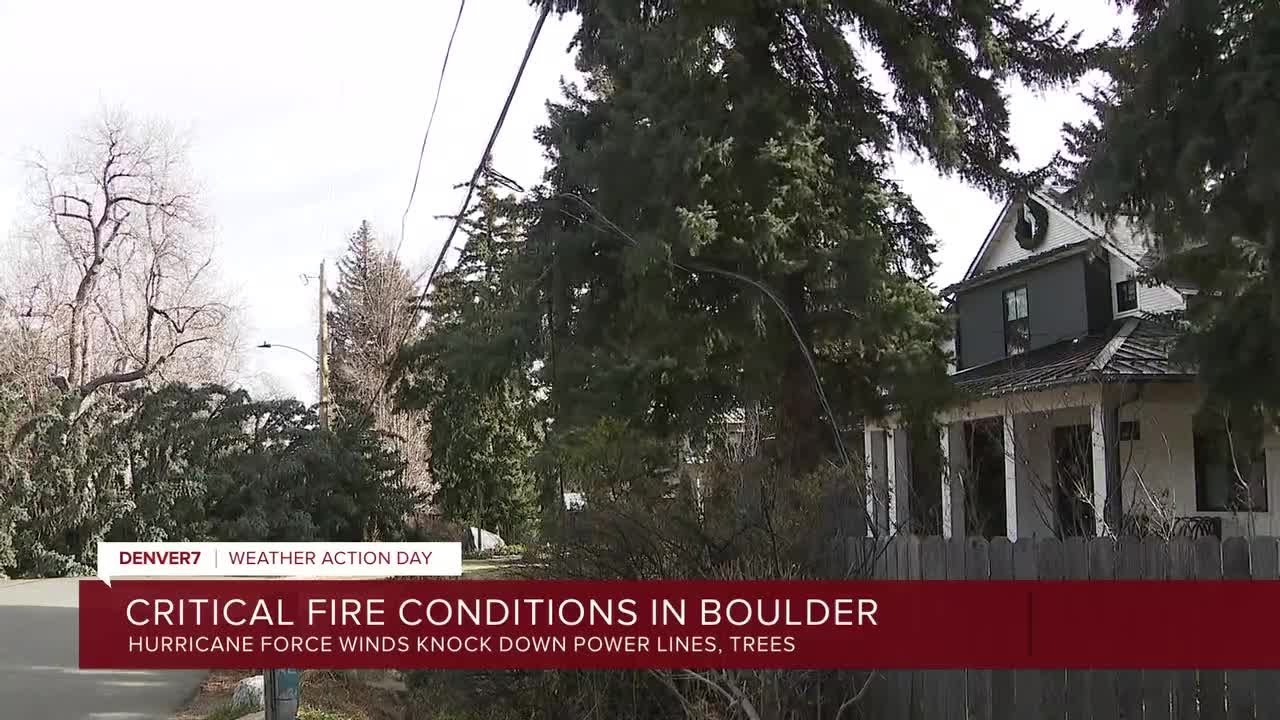 Powerful winds knock power lines down onto homes in Boulder - YouTube