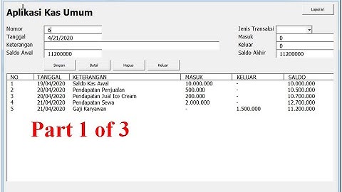 [ Part 1 ] Membuat Aplikasi Kas Umum Excel VBA