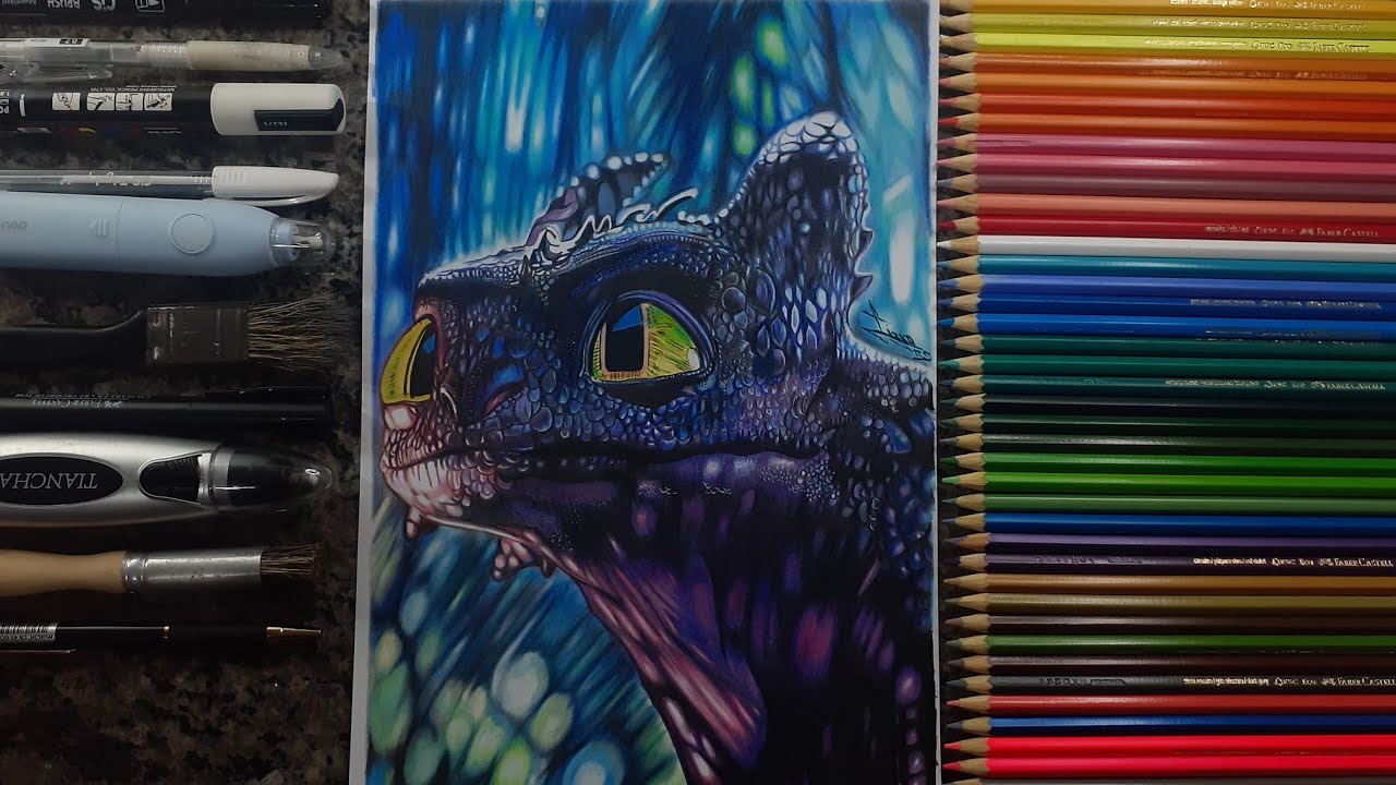 DRAWING NIGH TFURY/ 'Toothless', from the 'How to Train Your Dragon'./TiartsTiago 