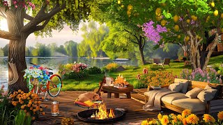Spring Sunny Day in the Forest Ambience with Soothing Lake Waves Sounds and Birdsong for Relaxation
