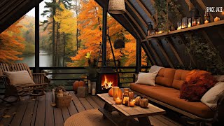Autumn Cozy Lake House Porch Ambience ☕ Smooth Piano Jazz Music for Relaxing, Studying, Sleeping