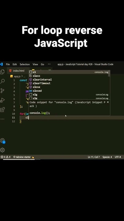 JavaScript for loop reverse #reels #javascripttutorial #coding # ...