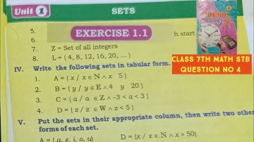 Unit 1 Exercise 1.1 Question 4 Write the set builder set in tabular form. class 7th math stb