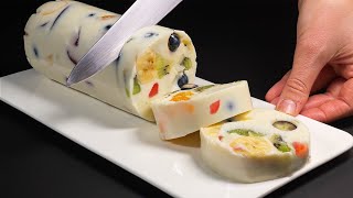 Only milk and fruits! Everyone is looking for this recipe! Dessert without gelatin in 5 minutes